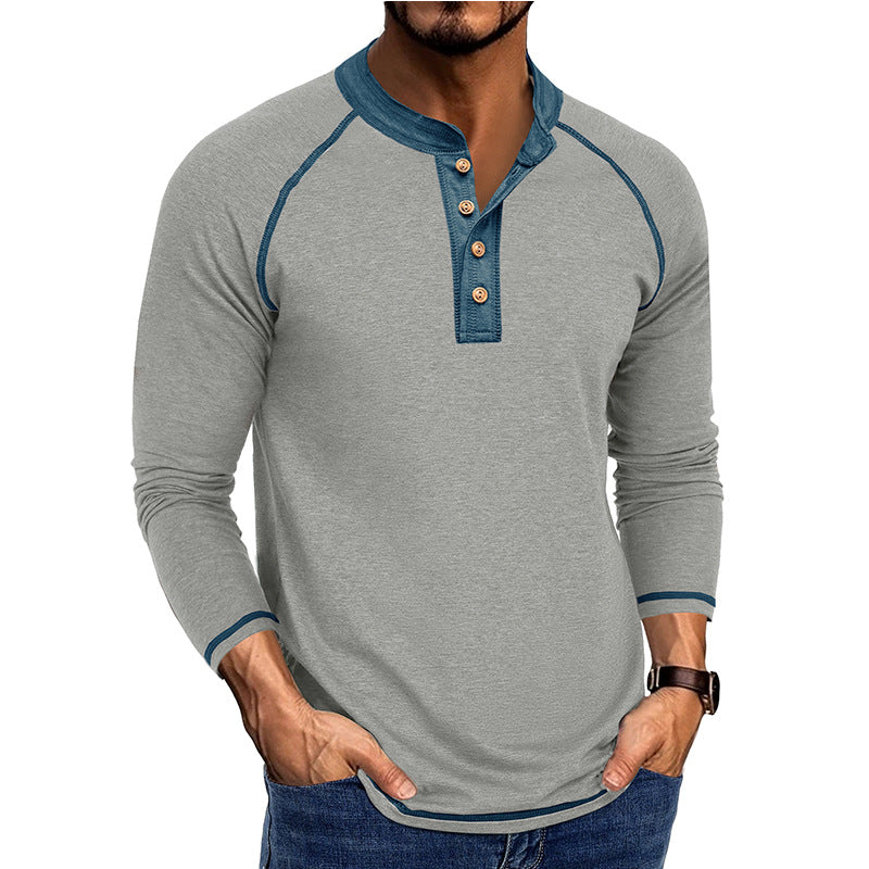 Herren Langarm-Henley-Shirt mit modischem Knopfdetail Echoarchiv
