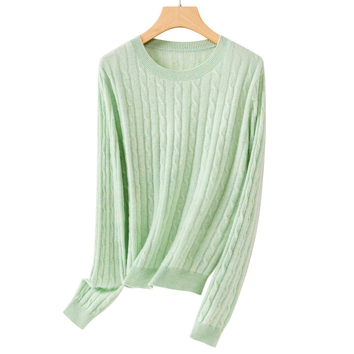 Damen Kuscheliger Zopfstrick-Pullover aus Feinstrick mit Rundhalsausschnitt Echoarchiv