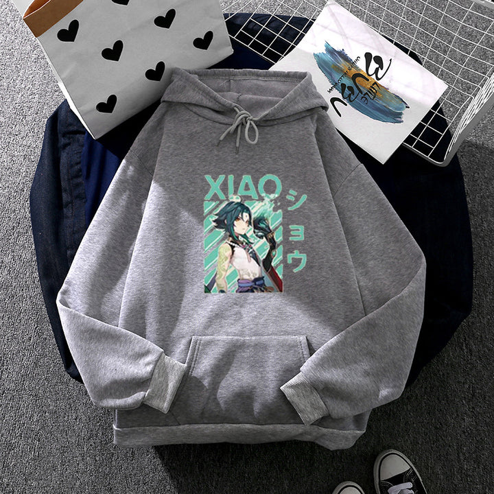Damen weicher Oversize-Kapuzenpullover mit kawaii Pilzfrosch-Print, Kängurutasche und gerippten Bündchen – Auréline
