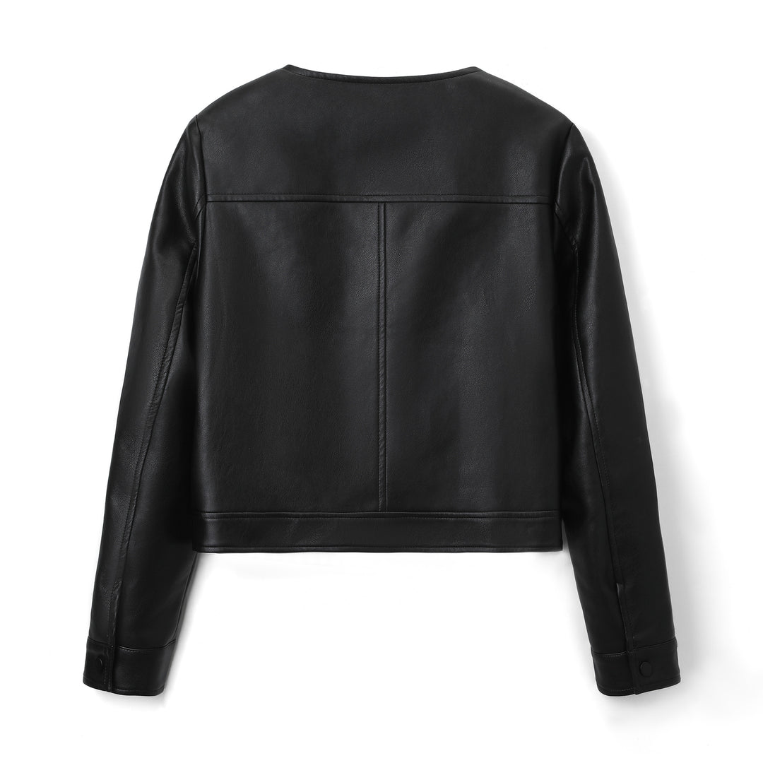 Damen Modische Kurzjacke aus Kunstleder Echo Archiv