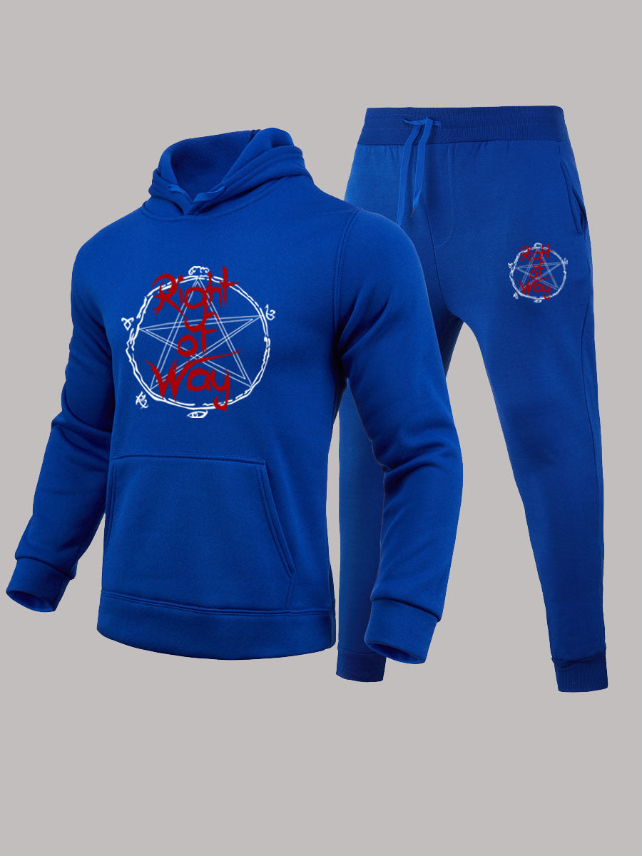 Herren Sportlicher Kapuzenpullover und Jogginghose Set mit einzigartigem Grafikdruck Echoarchiv
