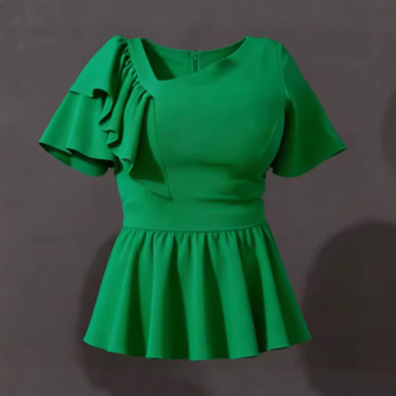 Damen Elegantes Rüschenoberteil mit fließendem Saum Echo Archiv
