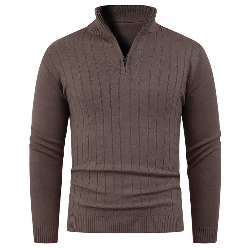 Herren Strukturierter Pullover mit ZIP-Kragen Echoarchiv