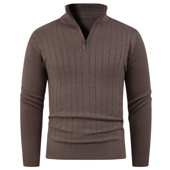 Herren Strukturierter Pullover mit ZIP-Kragen Echoarchiv