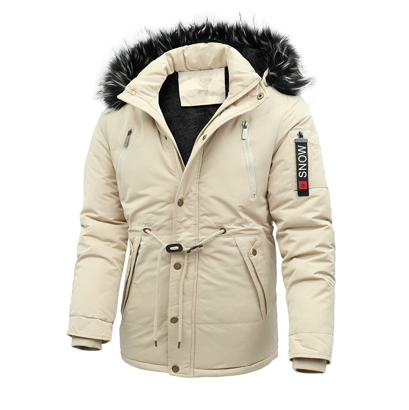 Herren Urbaner Thermoparka mit abnehmbarer Kunstpelzkapuze und Taillen-Kordelzug Echoarchiv