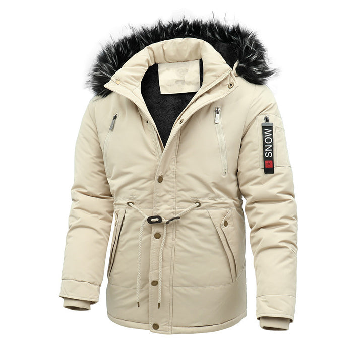 Herren Urbaner Thermoparka mit abnehmbarer Kunstpelzkapuze und Taillen-Kordelzug Echoarchiv