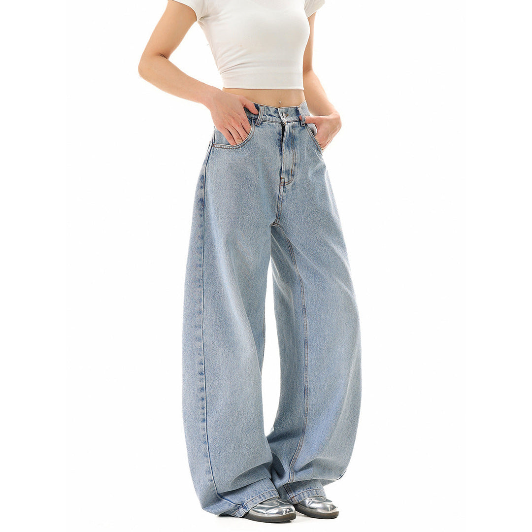Damen Weite Cropped-Denim Culotte mit hoher Taille und Karottenform Echoarchiv