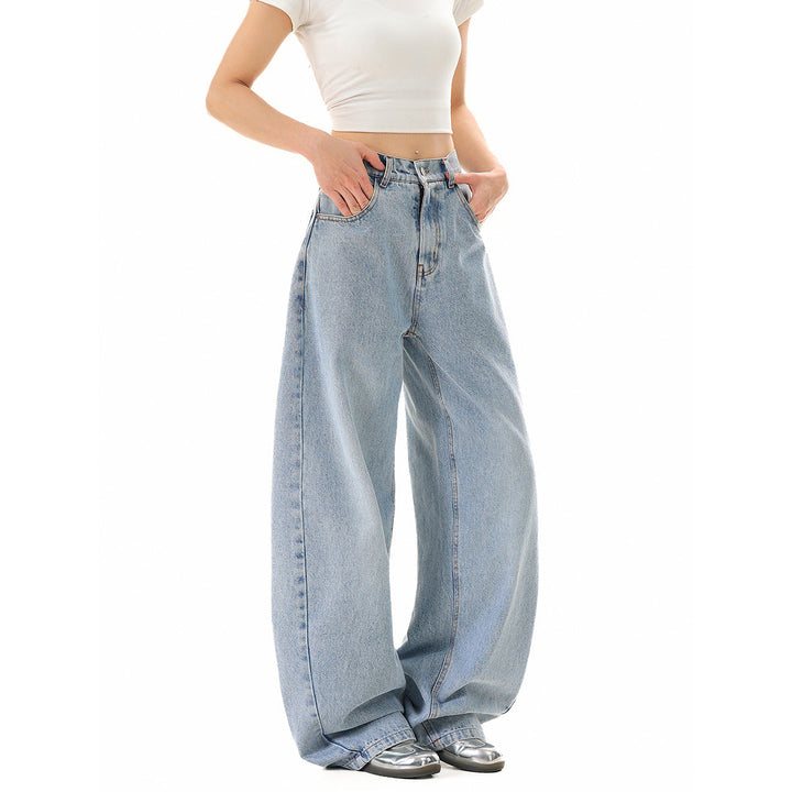 Damen Weite Cropped-Denim Culotte mit hoher Taille und Karottenform Echoarchiv