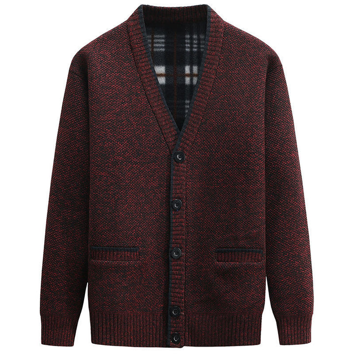Herren Strickjacke mit kariertem Innenfutter und praktischen Taschen Echoarchiv