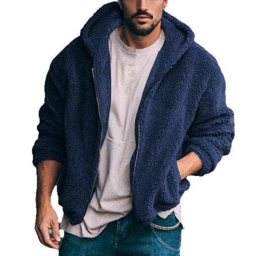 Herren kuschelige Fleecejacke mit Kapuze und praktischen Taschen Echoarchiv