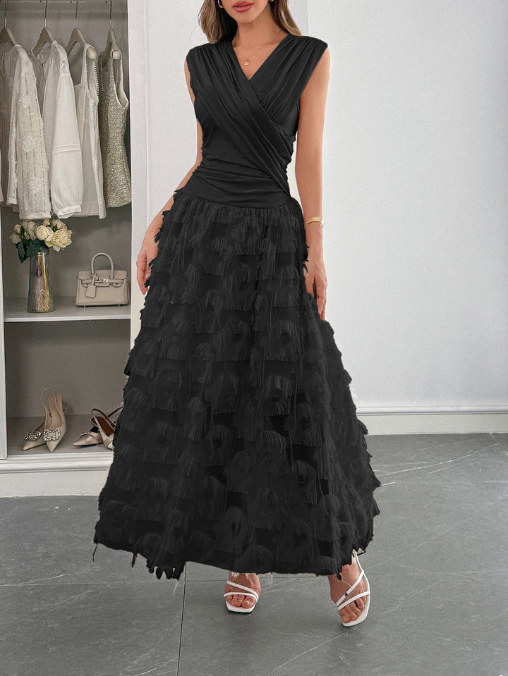 Damen Maxi-Faltenkleid mit Fransen Echo Archiv