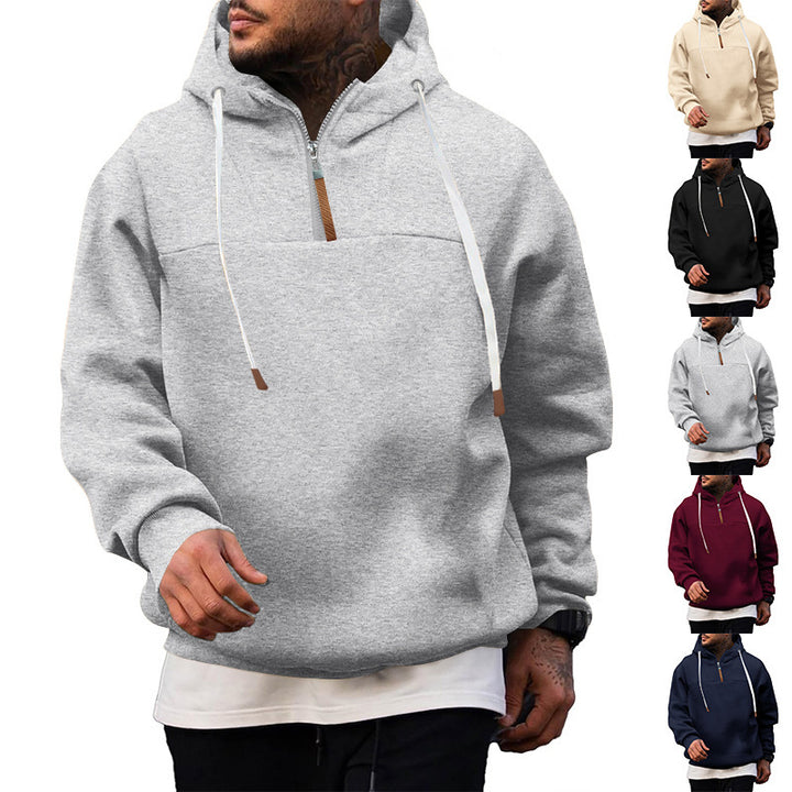 Herren modischer Kapuzenpullover mit Reißverschluss und dekorativen Details Echoarchiv