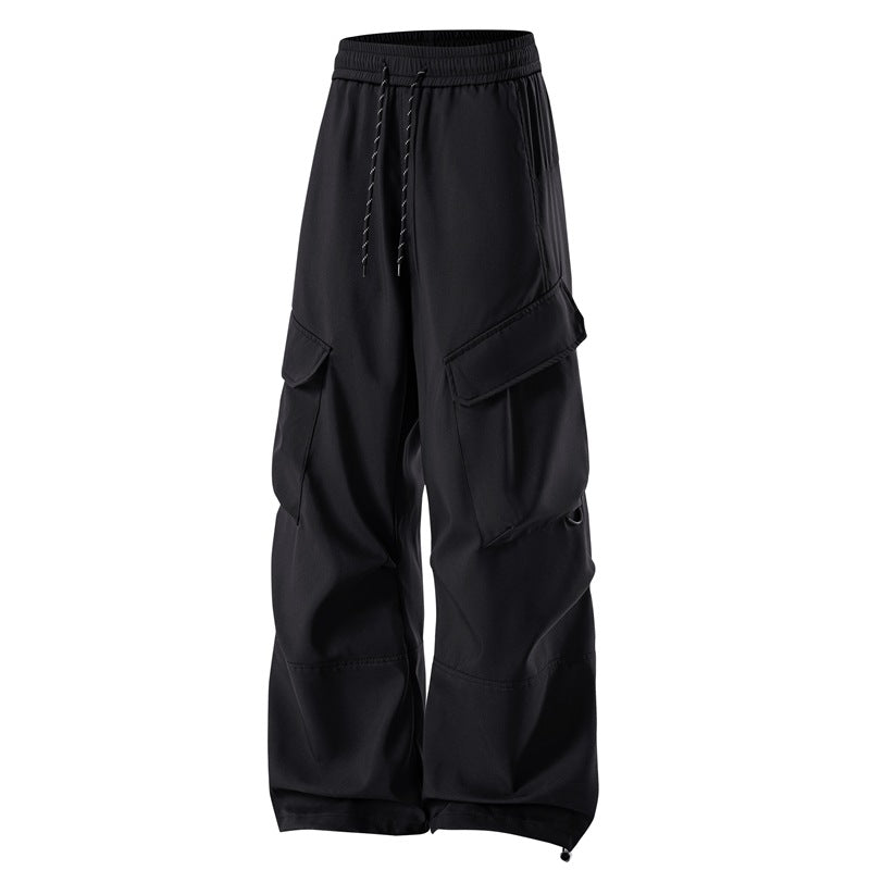 Herren lockere Utility-Cargo-Hosen mit elastischem Bund, Kordelzug und großzügigen Klappentaschen – Bravaro