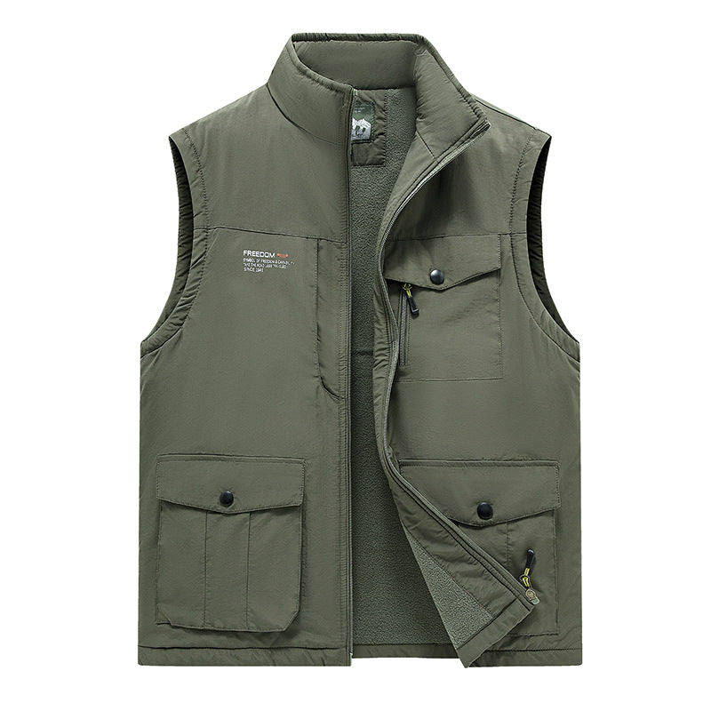 Herren Gefütterte Utility-Weste mit Teddyfutter und Multifachtaschen Echo Archiv