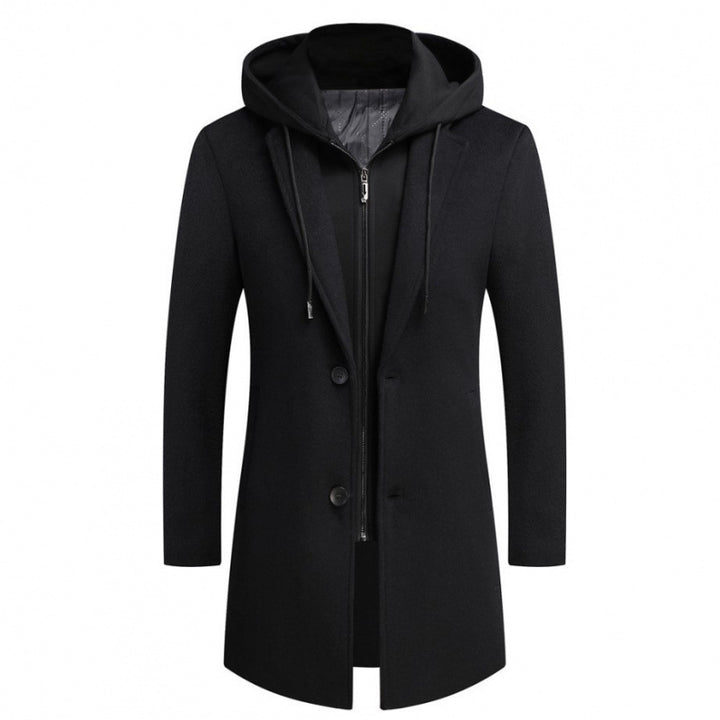 Herren modische Manteljacke mit abnehmbarer Kapuze und gestepptem Innenfutter Echoarchiv