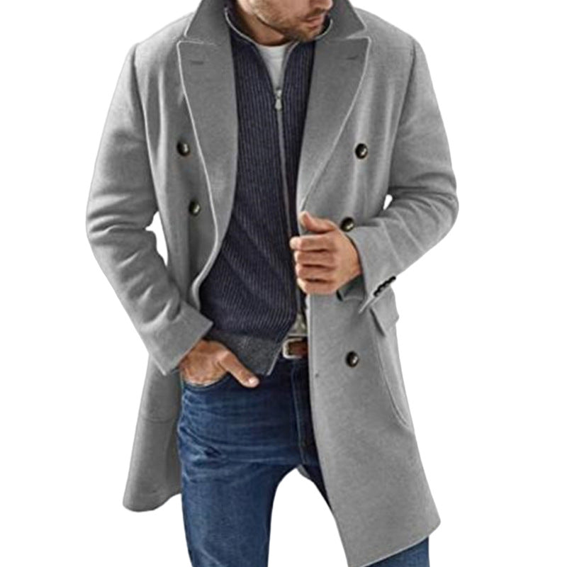 Herren eleganter Doppeltailleur-Mantel mit stylischen Knopfdetails Echoarchiv