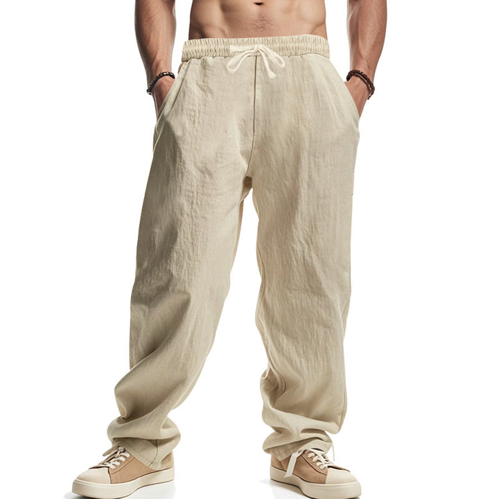 Herren Leichte Leinenhose mit elastischem Bund und praktischen Eingrifftaschen Echoarchiv