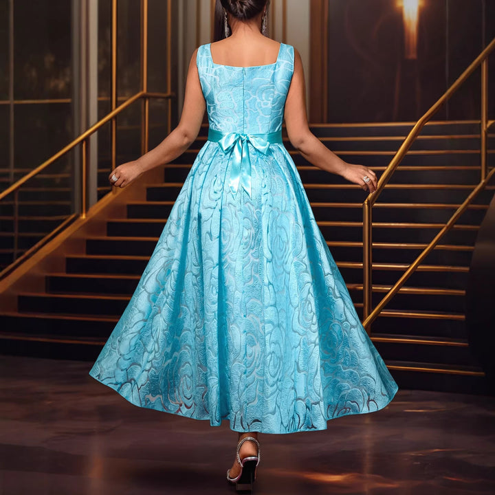 Damen Elegantes A-Linien Kleid mit floralem Jacquard-Muster Echo Archiv