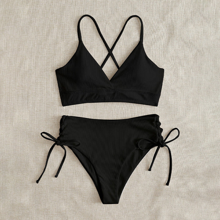 Damen Zweiteiliger Bikini mit verstellbaren Schnürungen und rückseitigem Kreuz-Träger Echo Archiv