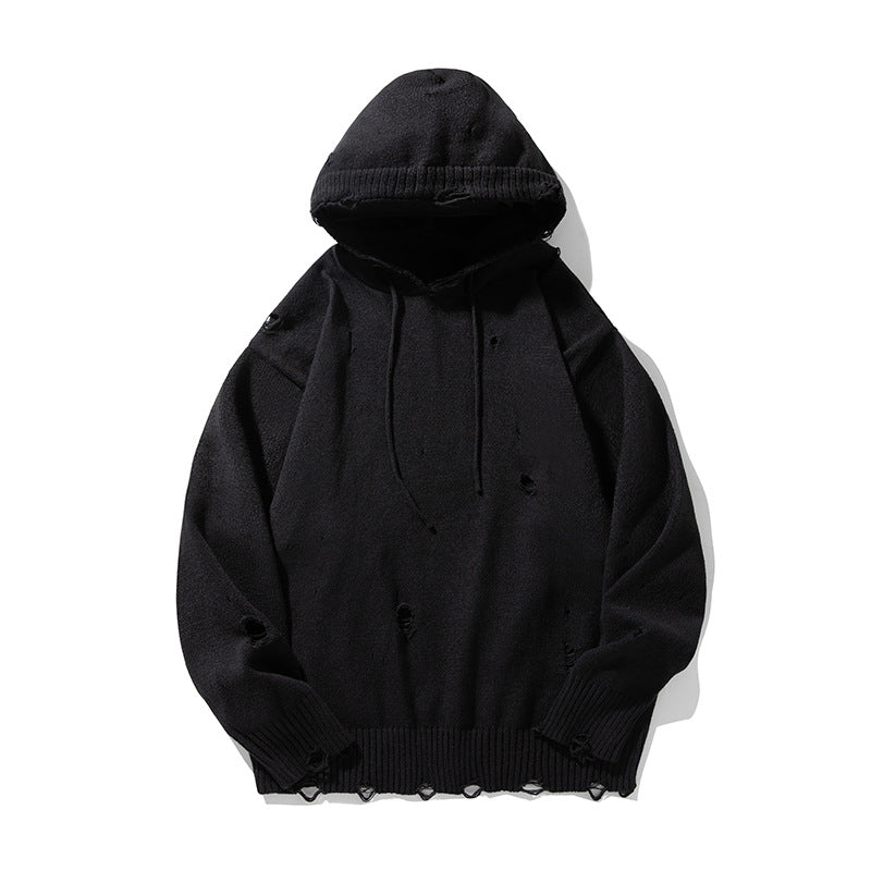 Unisex Oversize Strick‑Kapuzenpullover im Destroyed‑Look Echo Archiv