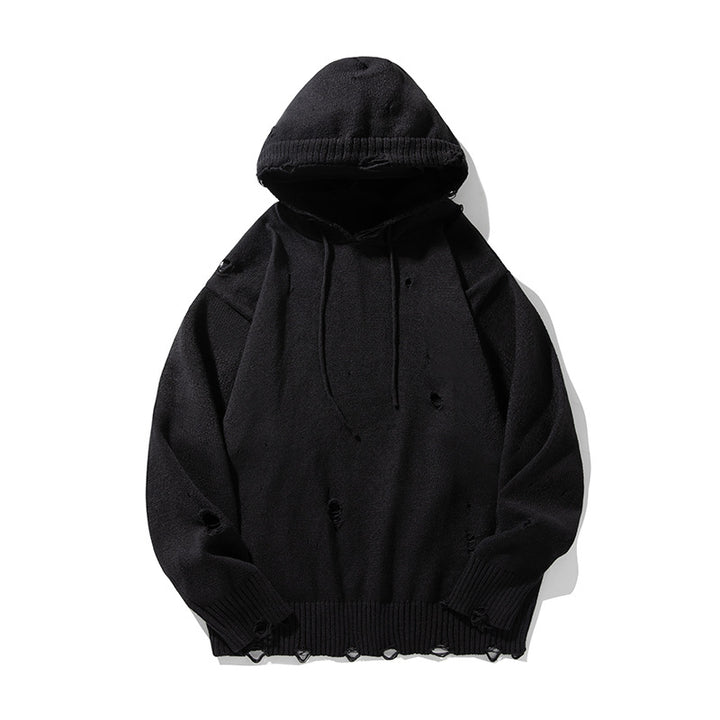 Unisex Oversize Strick‑Kapuzenpullover im Destroyed‑Look Echo Archiv
