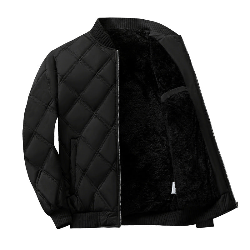 Herren gesteppte Bomberjacke mit wärmendem Teddy-Innenfutter, Rautensteppung & Utility-Ärmeltasche Echoarchiv