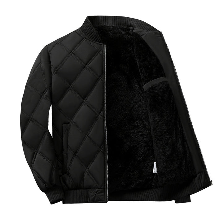 Herren gesteppte Bomberjacke mit wärmendem Teddy-Innenfutter, Rautensteppung & Utility-Ärmeltasche Echoarchiv