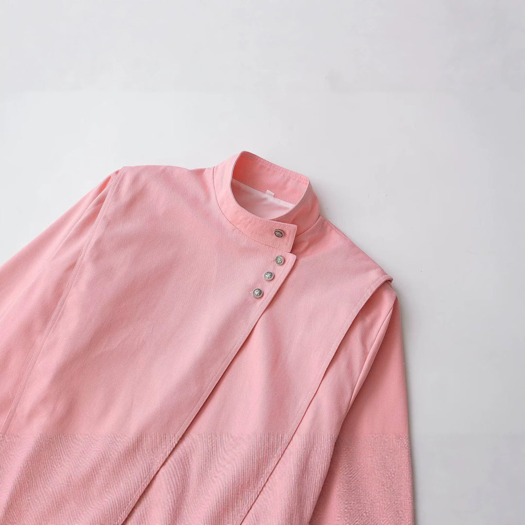 Damen Asymmetrische Kurzjacke mit Stehkragen und überlappender Schulterpasse Echo Archiv