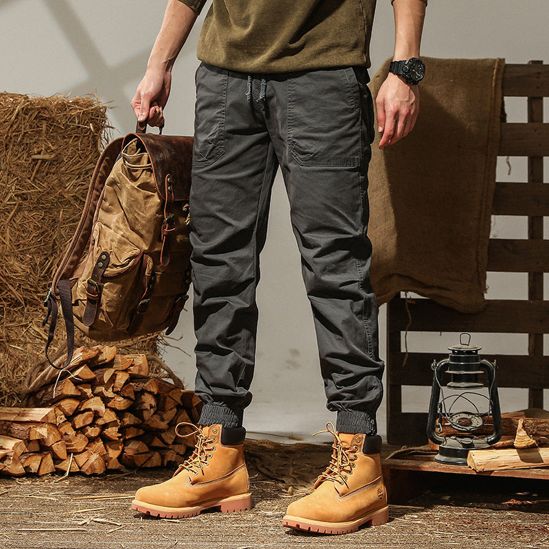 Herren Canvas‑Cargo‑Jogginghose mit elastischem Bund und Bündchen – Bravaro