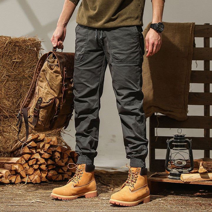Herren Canvas‑Cargo‑Jogginghose mit elastischem Bund und Bündchen – Bravaro