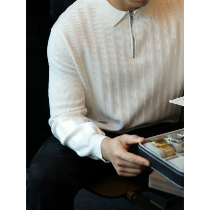 Herren Strickpullover mit Kragen und praktischem Reißverschluss Echoarchiv