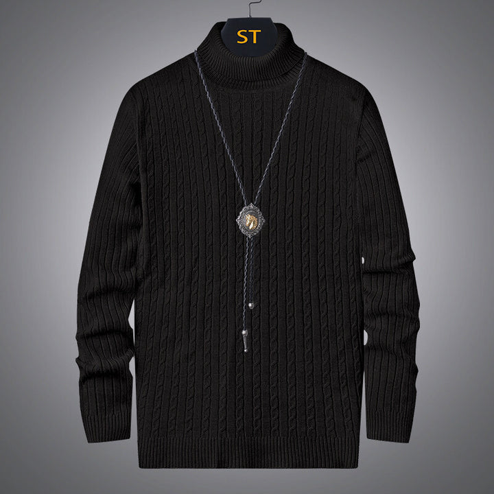 Herren Rollkragenpullover mit strukturiertem Zopfmuster Echoarchiv
