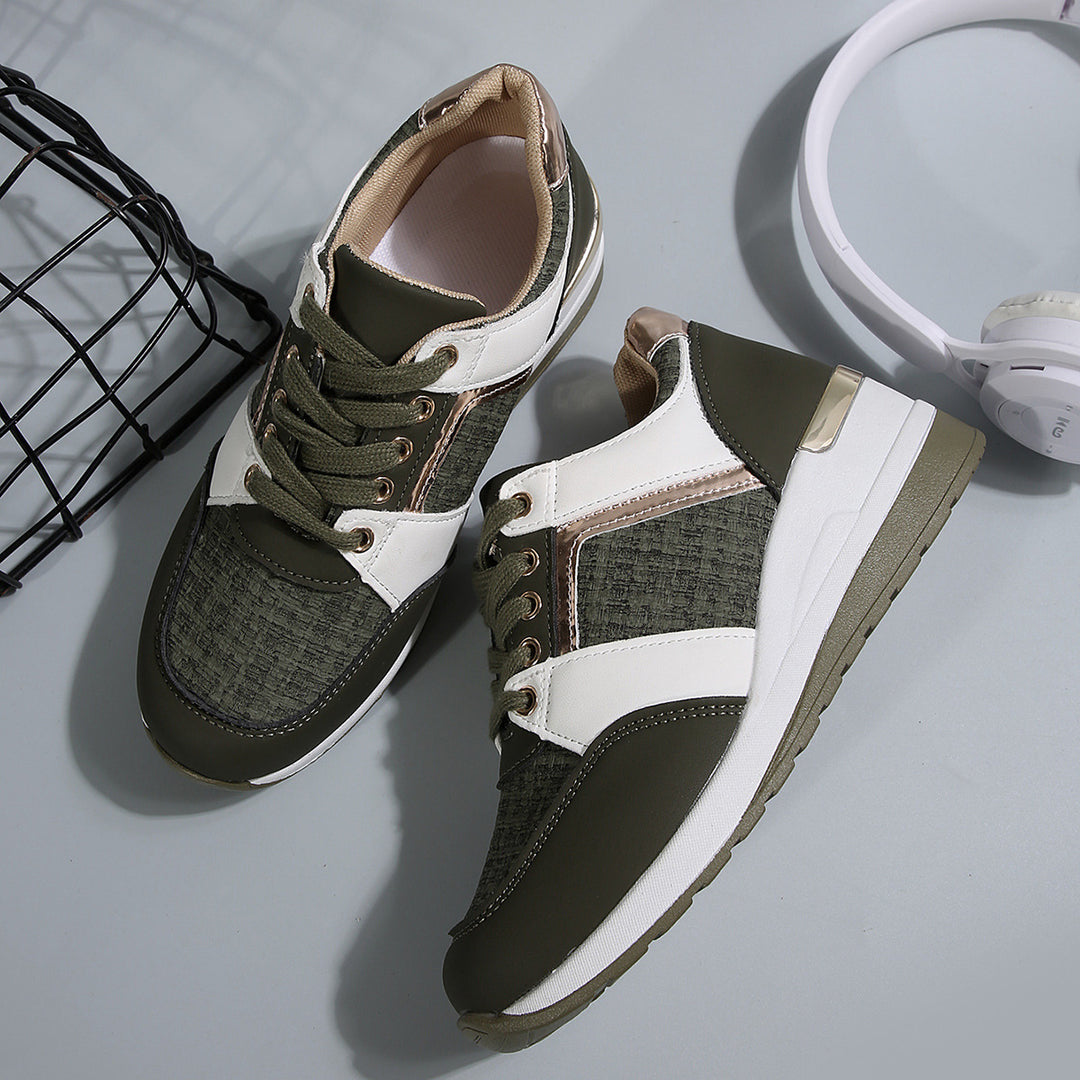 Damen  modische Plateau-Sneaker mit gepolstertem Memory-Fußbett und strukturierter Textil-Kombination Echo Archiv