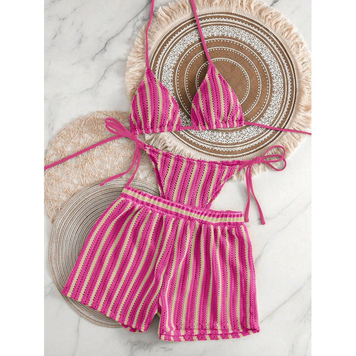 Damen Bikini-Set mit Rüschen und verspieltem Streifenmuster Echo Archiv