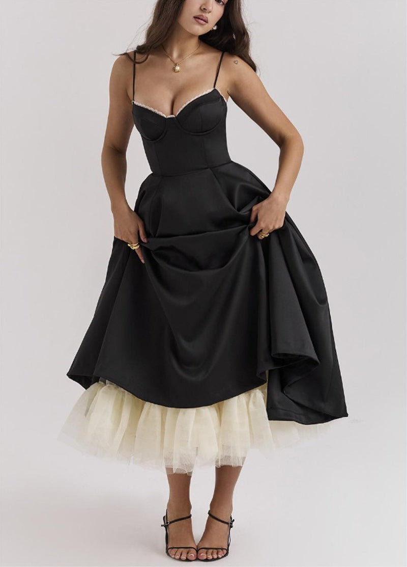 Damen nan Bustierkleid mit geformtem Mieder, weichem Tellerrock, integriertem Tüll-Unterzug und Eingrifftaschen Echo Archiv