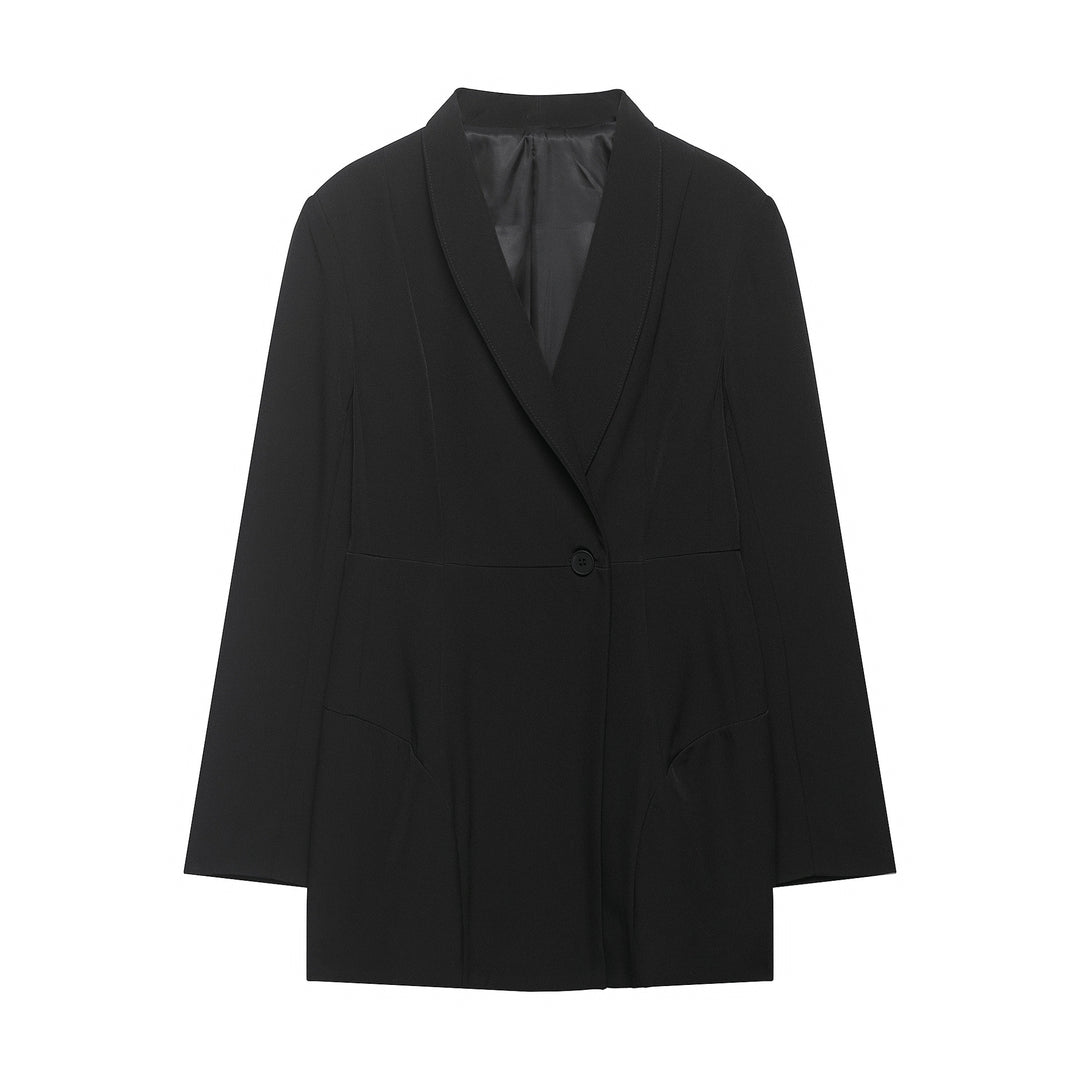 Damen Floraler Schalkragen-Blazer mit lockerem Schnitt und aufgesetzten Taschen Echo Archiv