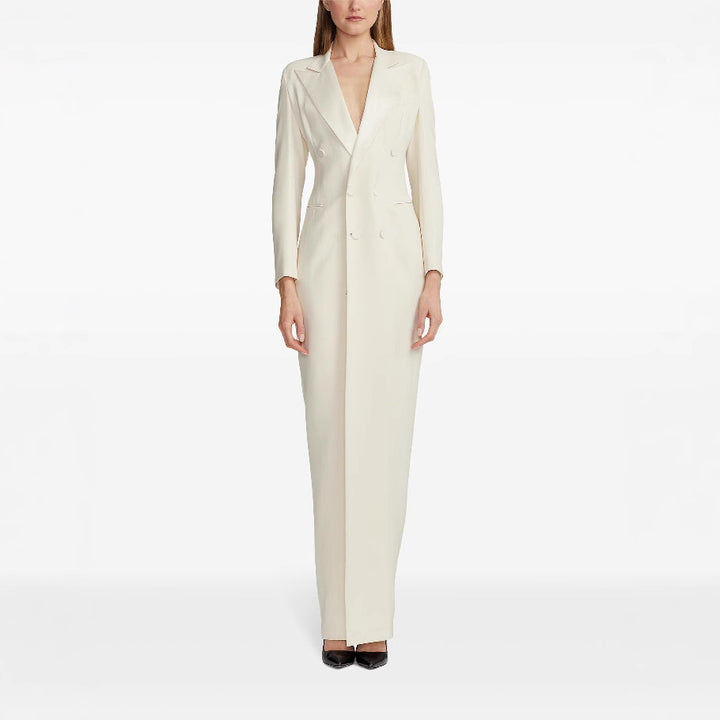 Damen Lange Smokingsakko-Kleid mit tailliertem Schnitt und Beinschlitz Echoarchiv