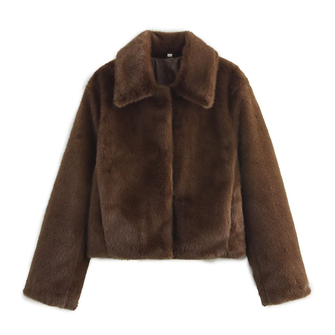 Damen Cropped Kunstfell‑Blouson mit Umlegekragen und weichem Teddy‑Fauxfur Echo Archiv