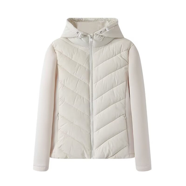 Damen Hybrid-Steppjacke mit Wattierung, Kapuze und elastischen Ärmel-Einsätzen Echoarchiv