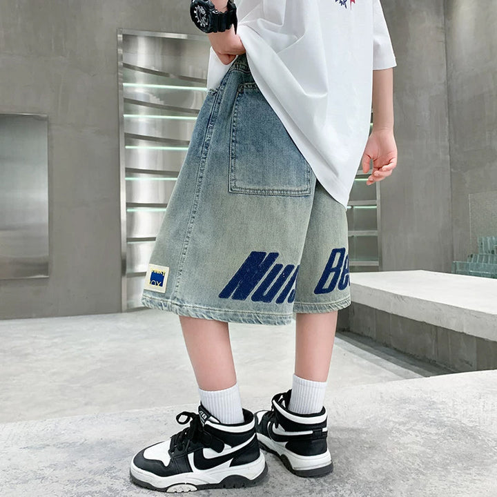 Jungen lässige Denim-Cargo-Shorts mit praktischen Taschen Echo Archiv