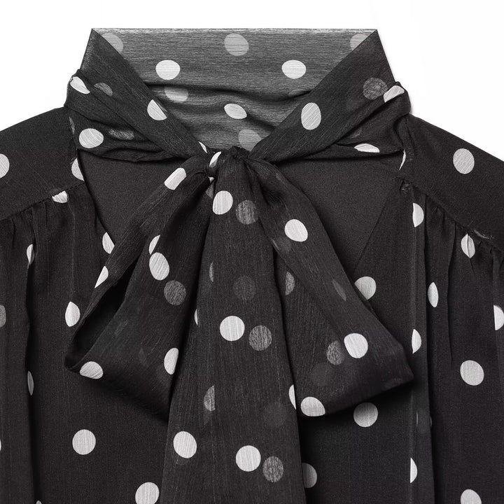 Damen transparente Bluse mit Schleifenkragen im Polka-Dot-Design Echo Archiv