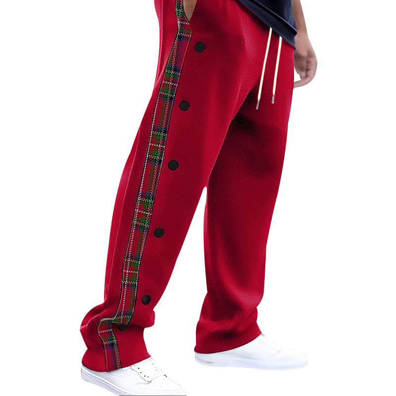 Herren lockere Jogginghose mit seitlichem Karostreifen und Druckknopfleiste Echoarchiv