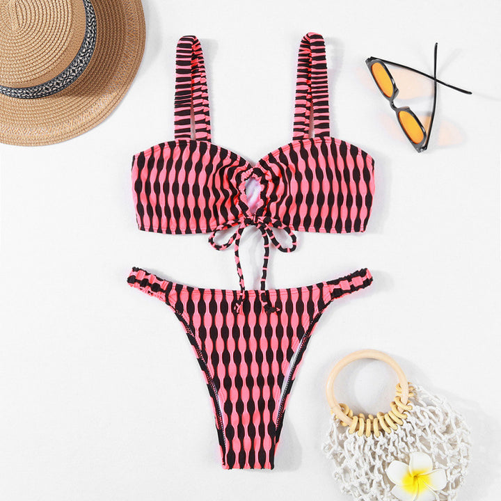 Damen Triangel-Bikini mit modischem Wickel-Design und verstellbaren Trägern Echo Archiv