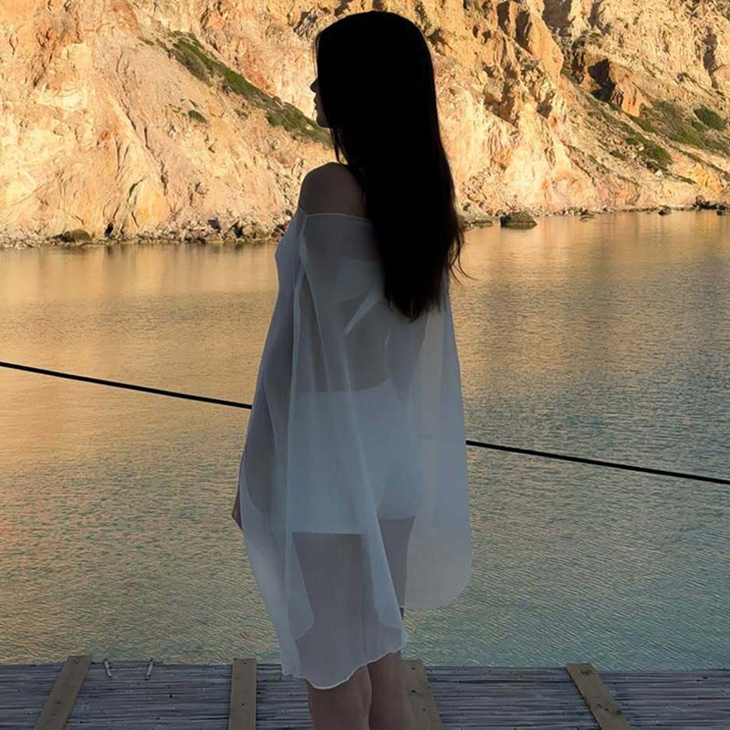 Damen Chiffon Überwurf mit eleganten Ärmelausschnitten Echo Archiv