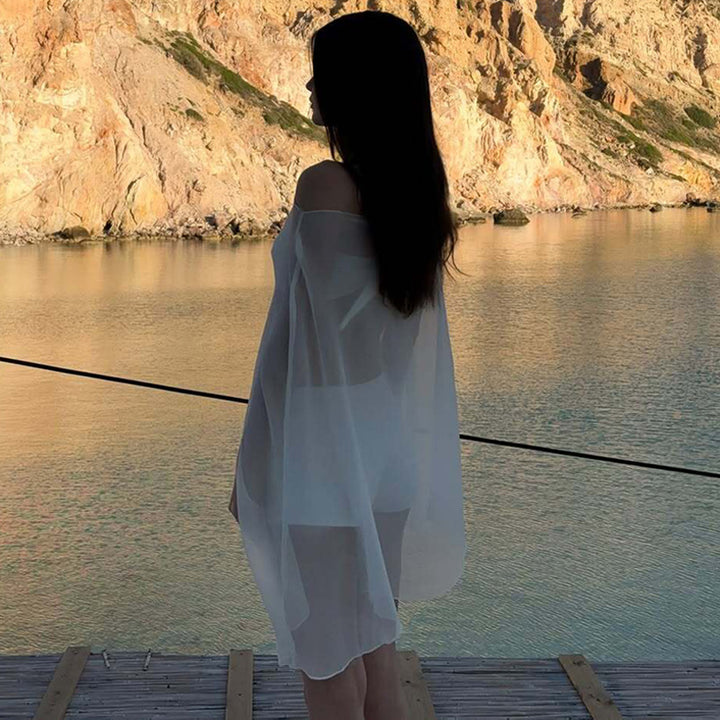 Damen Chiffon Überwurf mit eleganten Ärmelausschnitten Echo Archiv