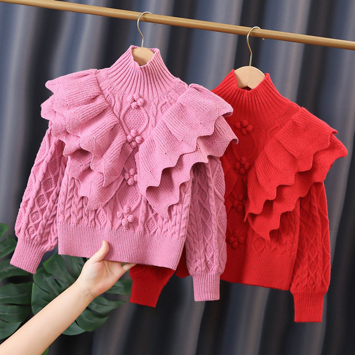 Damen Strickpullover mit Rüschen und Zopfmuster Echo Archiv