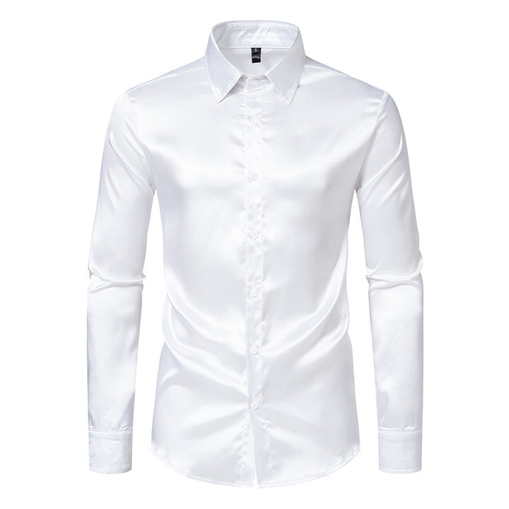 Herren Elegantes Satin-Hemd mit modernem Kragen und feiner Textur Echoarchiv