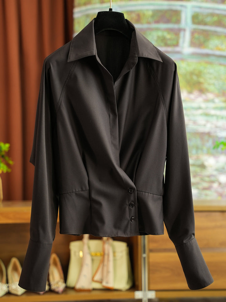 Damen Modische Bluse mit leichtem Drapeeffekt Echoarchiv