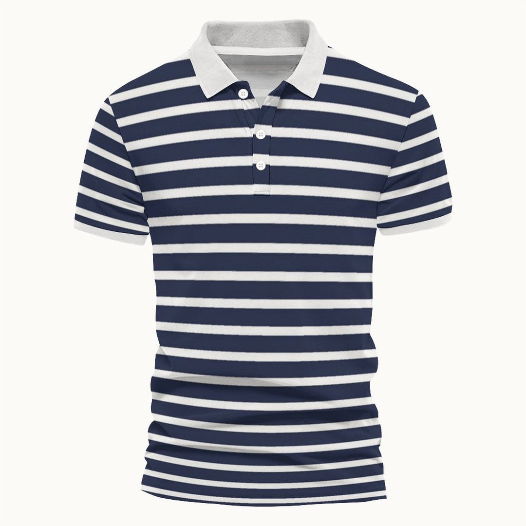 Herren gestreiftes Poloshirt mit modernem Kragen und atmungsaktiven Eigenschaften Echoarchiv