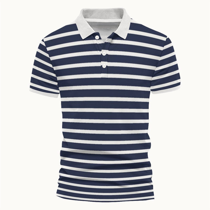 Herren gestreiftes Poloshirt mit modernem Kragen und atmungsaktiven Eigenschaften Echoarchiv